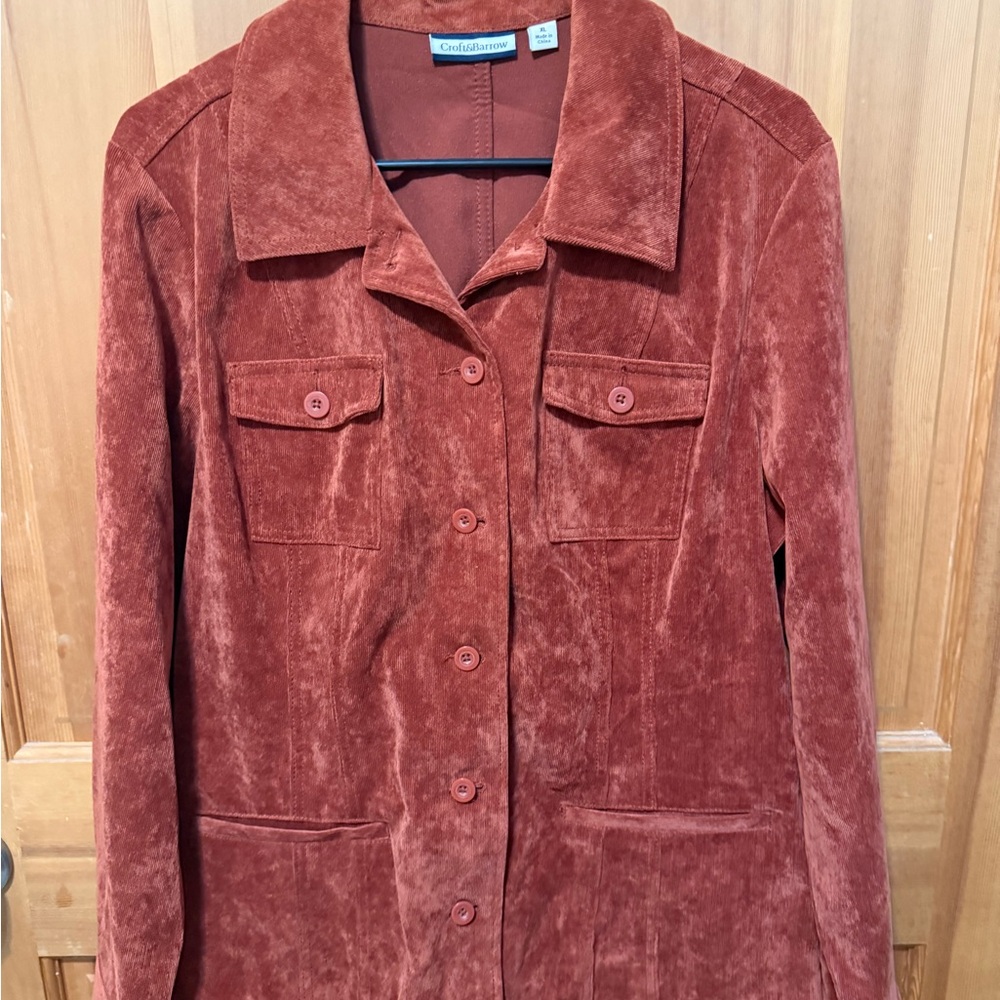Vintage Croft & Barrow Rust Suede-Look Button Front Jacket Size XL
